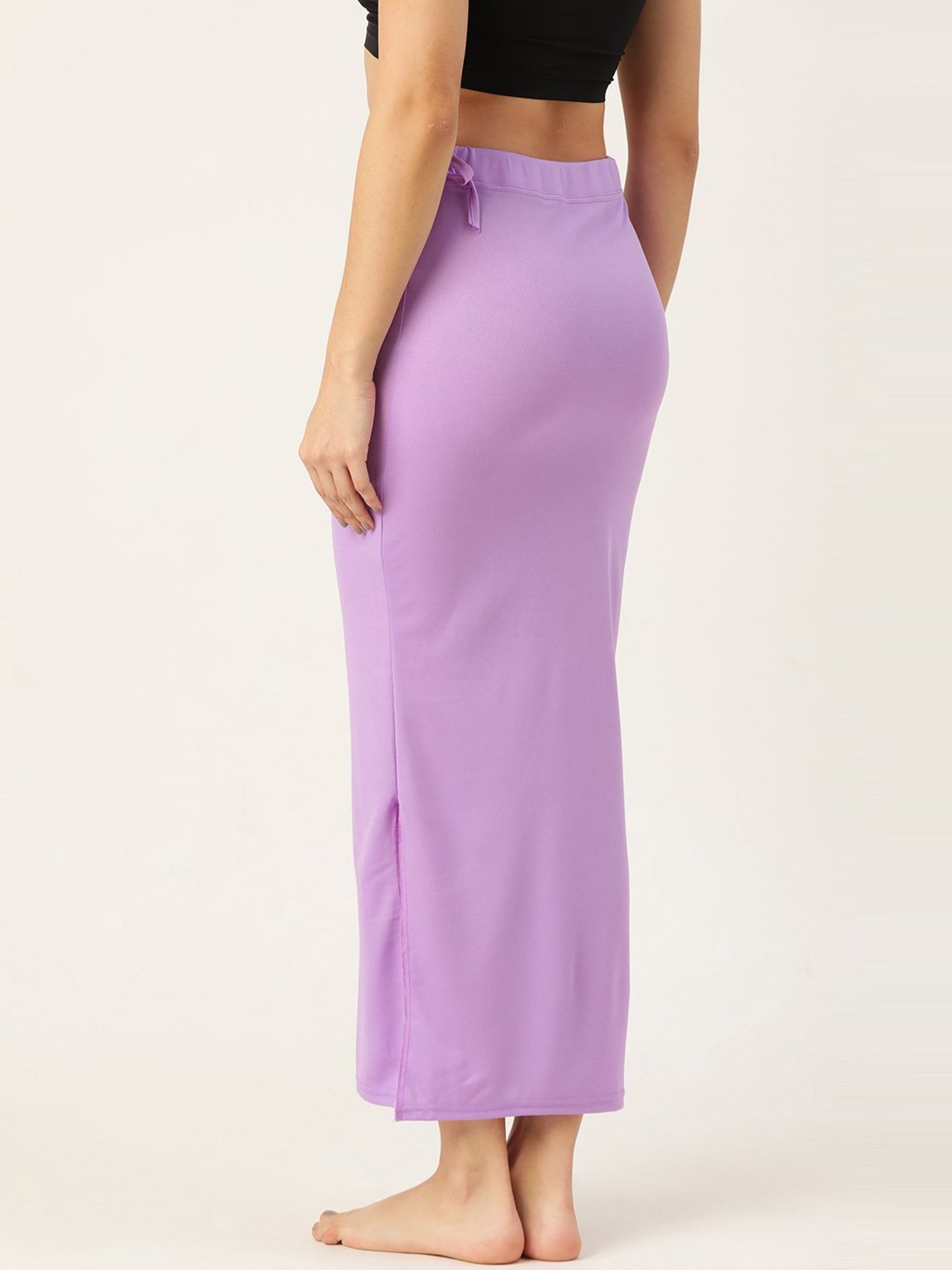 Ms.Lingies Purple Plain Saree Shapewear