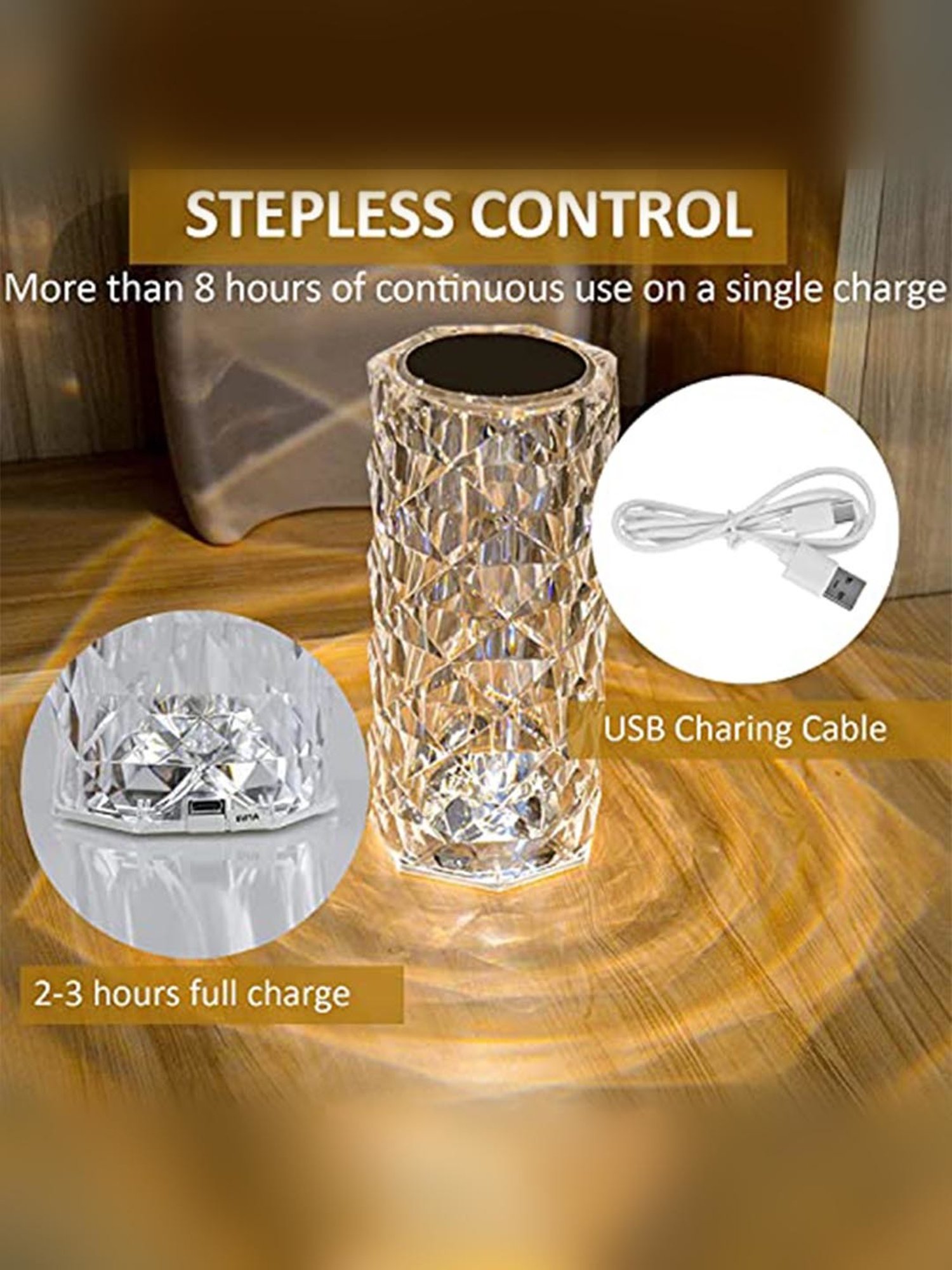 Xergy Crystal Table Lamp 3 Color Changing Diamond Light with Touch Control for Living Room Bedroom