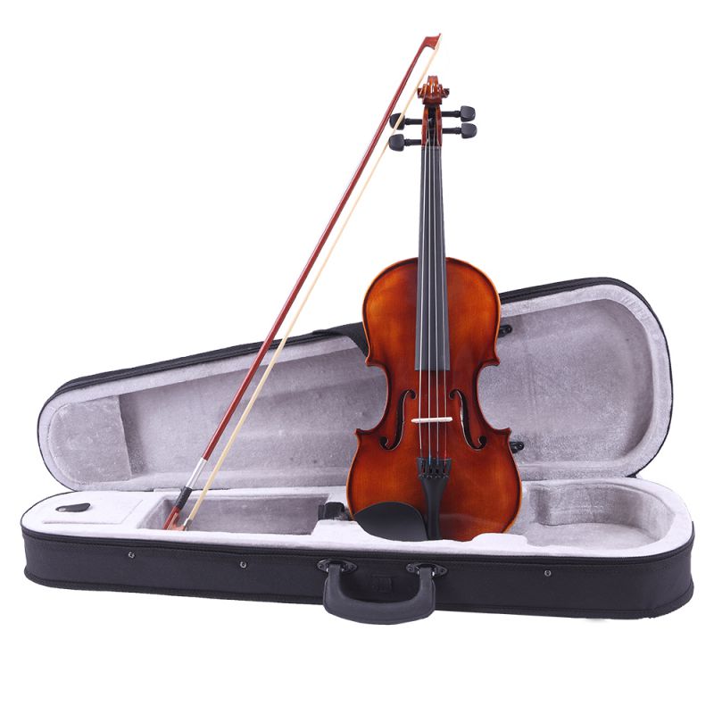 4/4 Spruce Wood Acoustic Violin & Case Bow Rosin Strings Shoulder Rest
