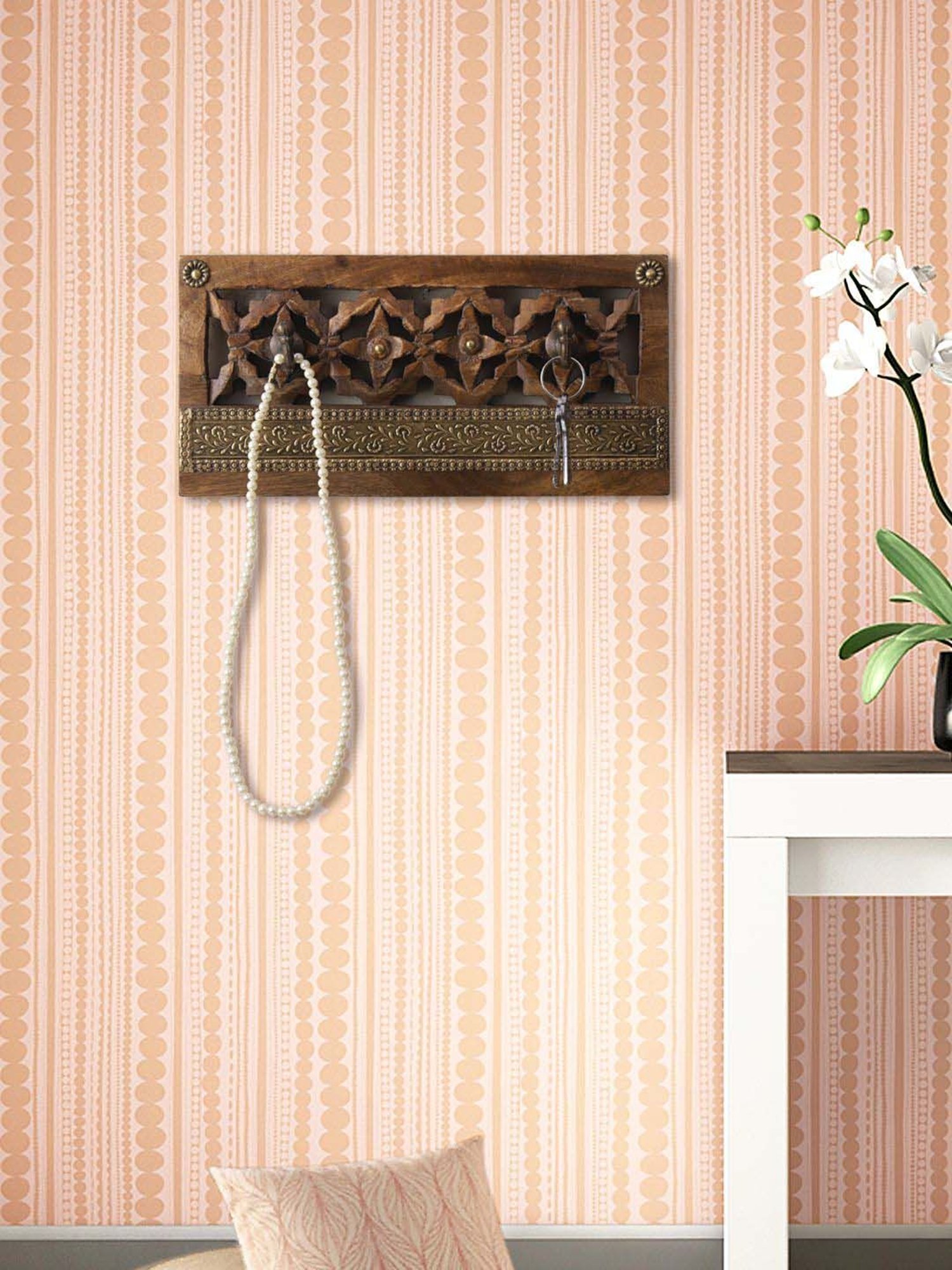 Art Street Black Mdf Jharokha Jali Square Hanging Ornaments Wall Art - Set of 4