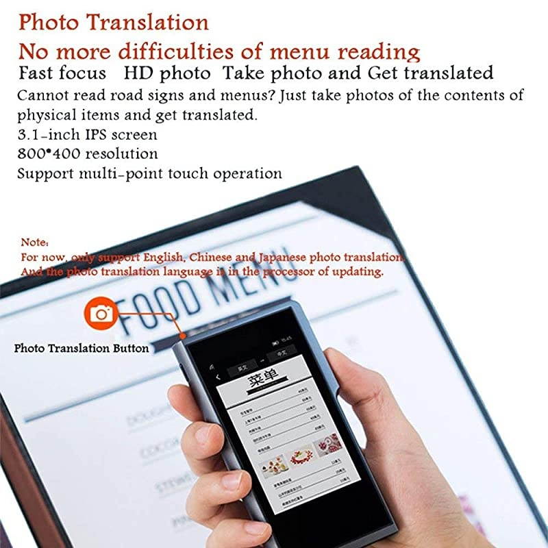 Pro Smart AI 63 Kinds Language Mutual Translator with 3.1" Touch Screen and Offline & Picture Translating Support Arabic English Spanish German etc Instant Real Time (Gray)