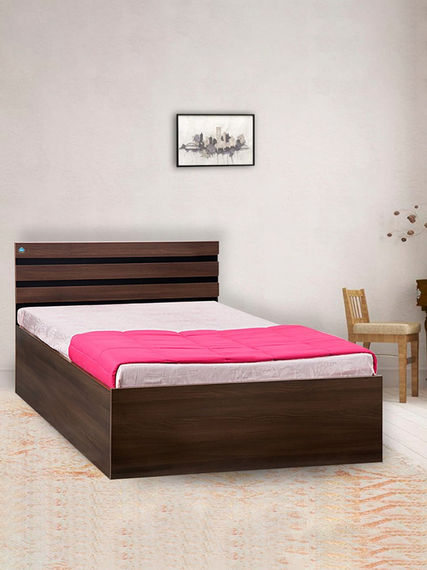 Delite Kom Cocoa Acacia Dark Engineered Wood Single Box Bed