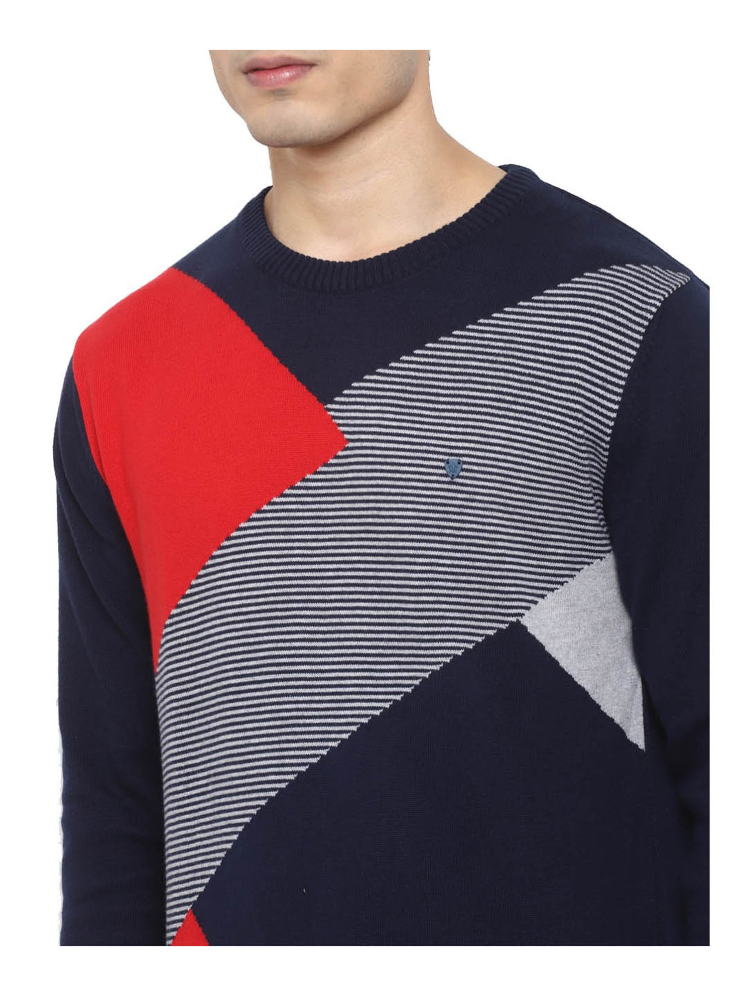 Turtle Blue & Red Colour-Block Pullover