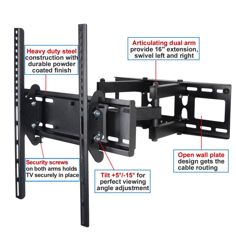 VideoSecu LCD LED Plasma TV Wall Mount for most Samsung 32-55" Flat Panel Screens, Tilt Swivel Articulating Full Motion TV Mount Bracket with loading 135lbs/ Max VESA 400x400mm BGW