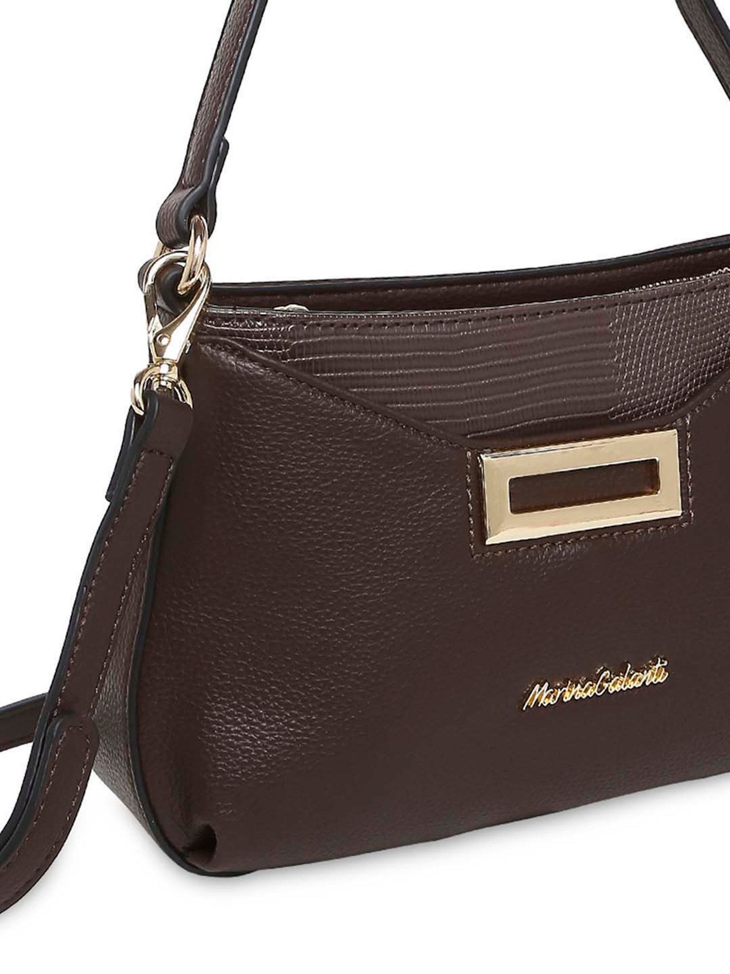 Marina Galanti Brown Textured Medium Baguette Bag