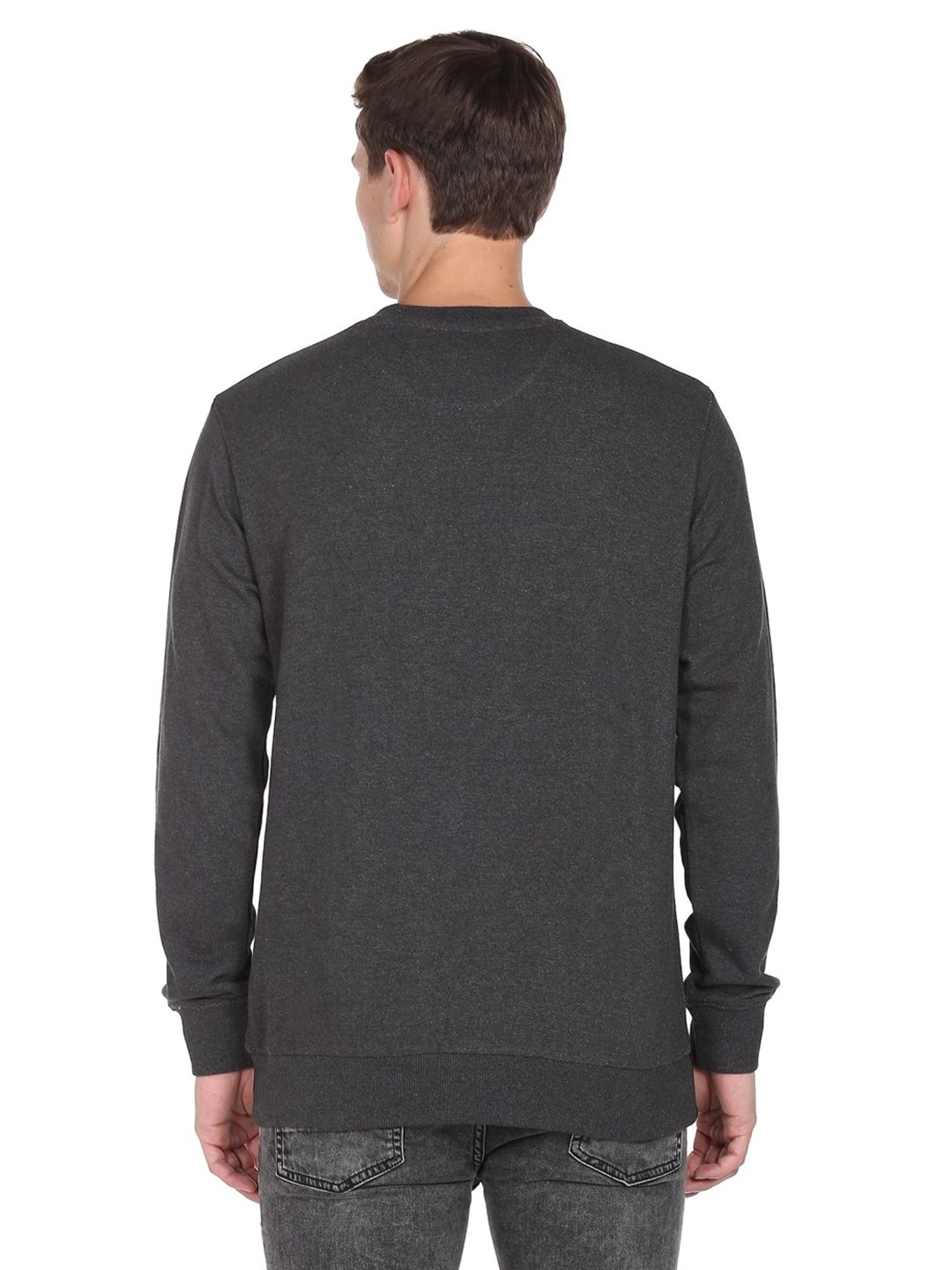 U.S. Polo Assn. Grey And Black Cotton Regular Fit Colour Block Sweatshirt