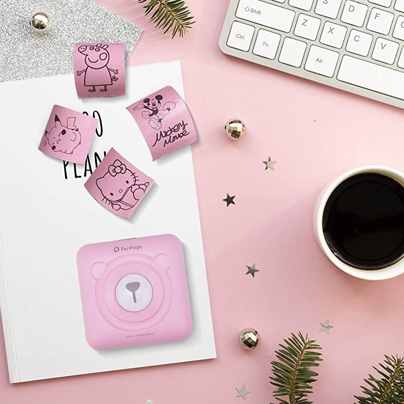 Mini Bluetooth Pocket Printer,Peripage Printer, Portable Label Sticker Receipt Printer, Compatible with Android iOS Devices Windows System for Mothers Gifts,Child Painting Couple.