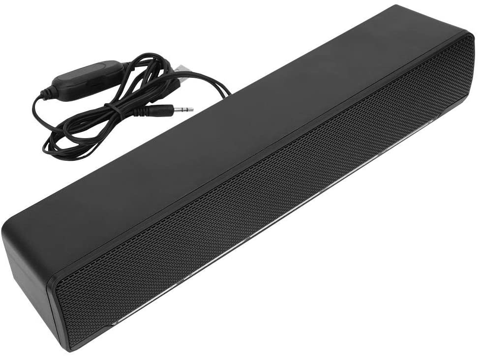 Vipxyc PC Soundbar, Portable USB Wired Stereo Speaker 3.5mm Input Music Player Lossless Bass Surround Sound Box for Desktop Laptop,TV, MP3, MP4 and More(Black)