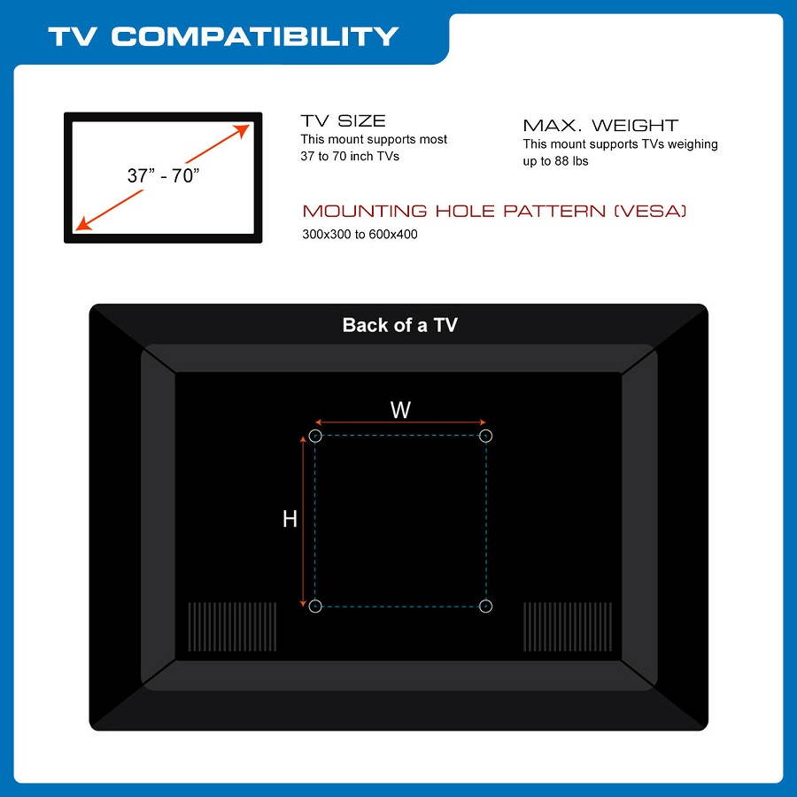 QualGear&reg; Heavy Duty Full Motion TV Mount For 37-70 Inch Flat Panel and Curved TVs, Black (QG-TM-032-BLK) [UL Listed]