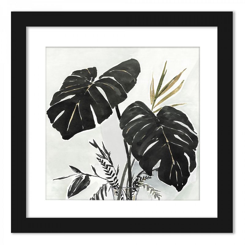 Americanflat Black Monstera Leaves - Set of 2 Framed Prints by PI Creative