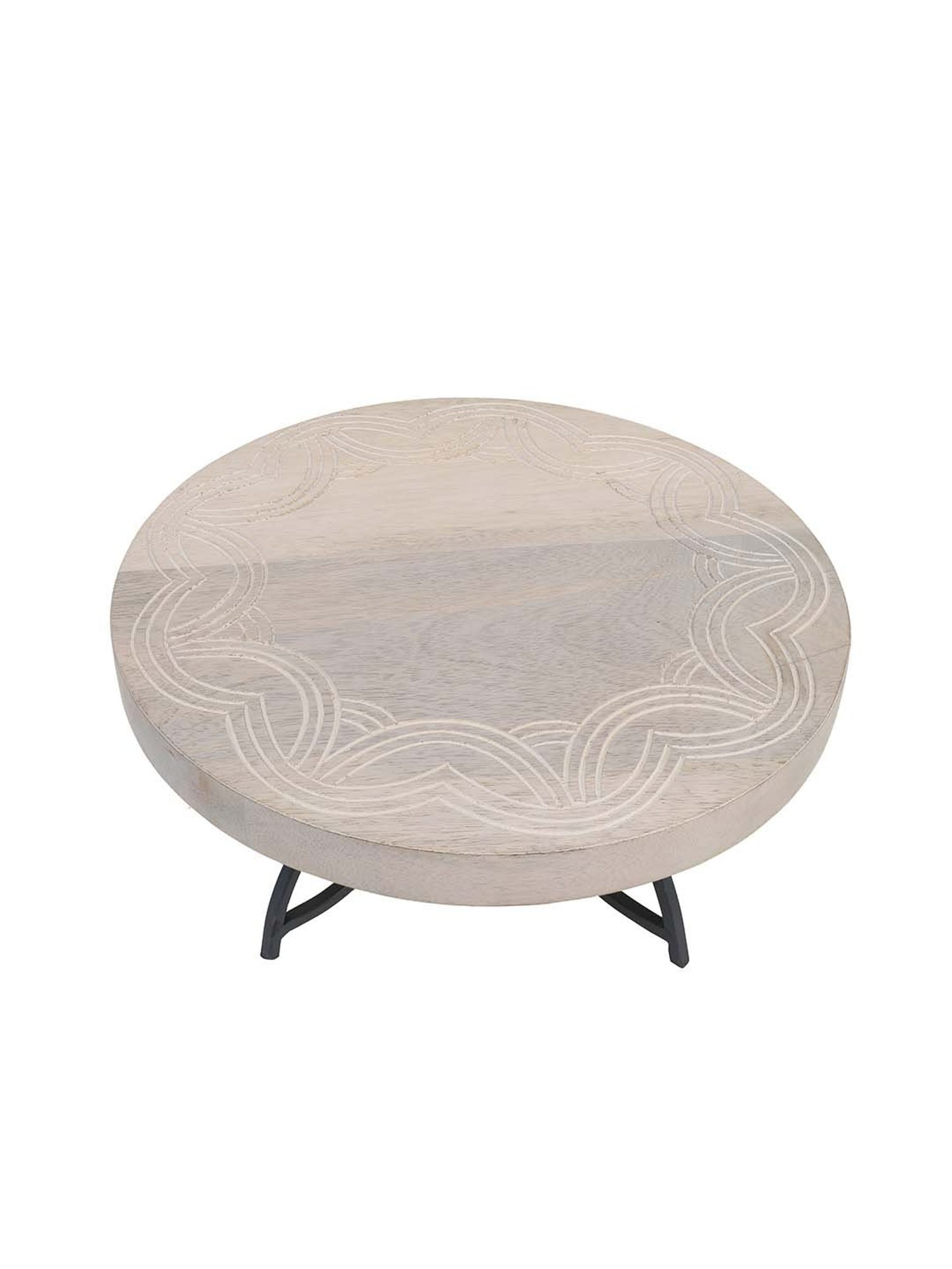 ellementry Gateau White & Black Mango Wood Cake Stand with Metal Legs