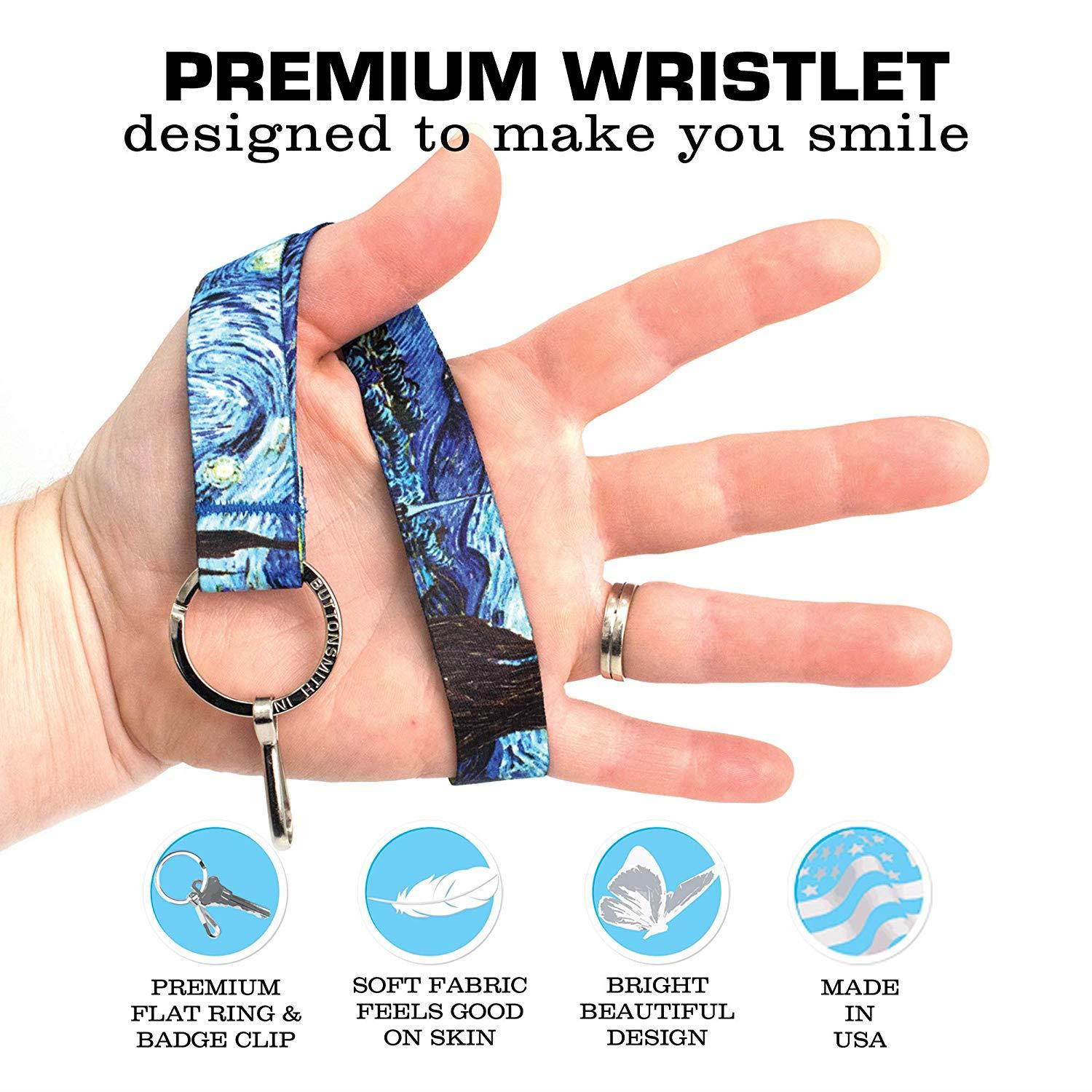 Buttonsmith Van Gogh Starry Night Premium Wristlet - Made in USA