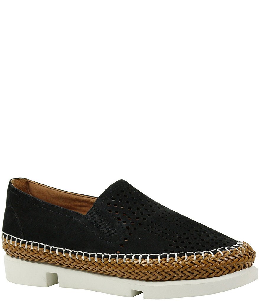 L'Amour Des Pieds Perforated Suede Stazzema Flatform Slip-Ons