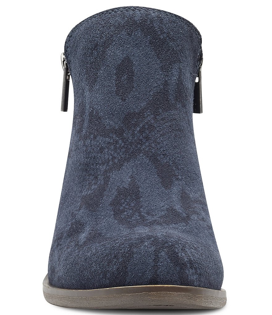 Lucky Brand Basel Printed Suede Side Zip Block Heel Ankle Booties