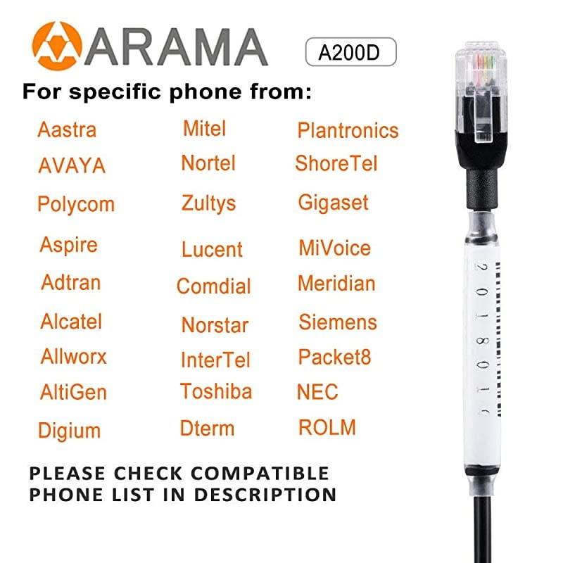 Telephone Headset RJ9 with Noise Canceling Mic Office Phone Headset for Polycom VVX310 VVX311 VVX410 VVX411 Avaya 1408 1416 5410 Mitel 5220e 5330e 5330 ShoreTel NEC Landline Deskphones A200D