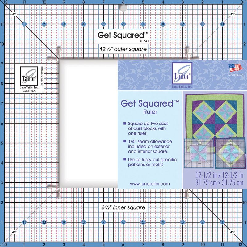 June Tailor Get Squared Ruler-12-1/2" Outer & 6-1/2" Inner