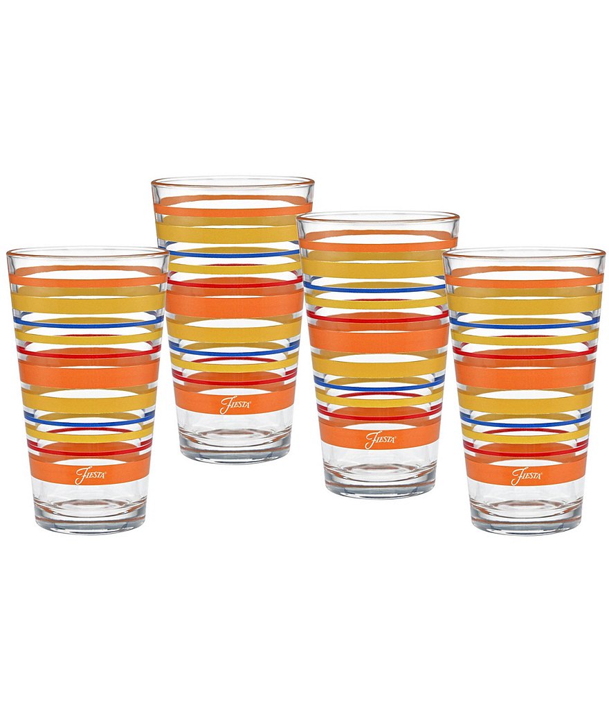 Fiesta Sienna Sunset Stripe Highball Glasses, Set of 4