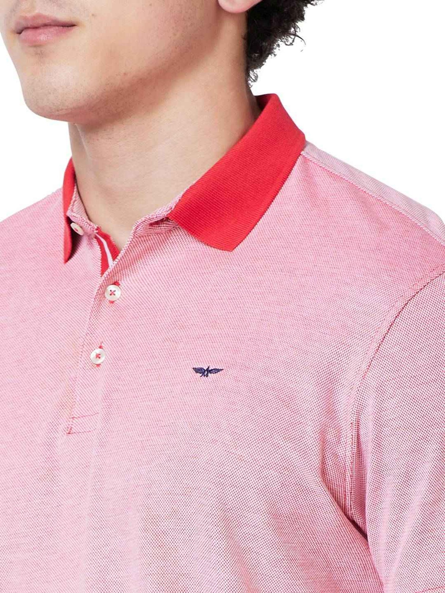 Park Avenue Red Cotton Slim Fit Polo T-Shirt