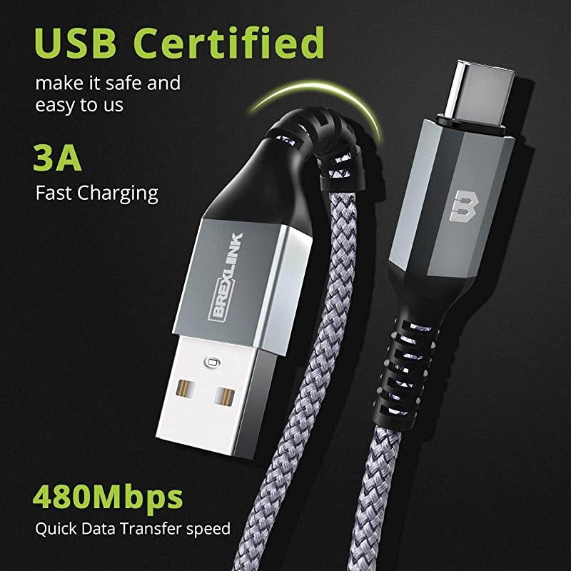 USB C Fast Charging Cable(3A), USB C to USB A Charger (10ft/2 Pack), Nylon Braided Fast Charging Cord for Samsung Galaxy S20 S10 S9 S8 Note 20 10 9, Pixel, LG V30 G6 (Red)