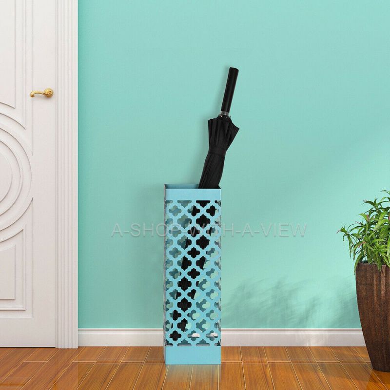 Metal Umbrella Stand Rack Holder for Canes Walking Sticks Tray Hook Rack