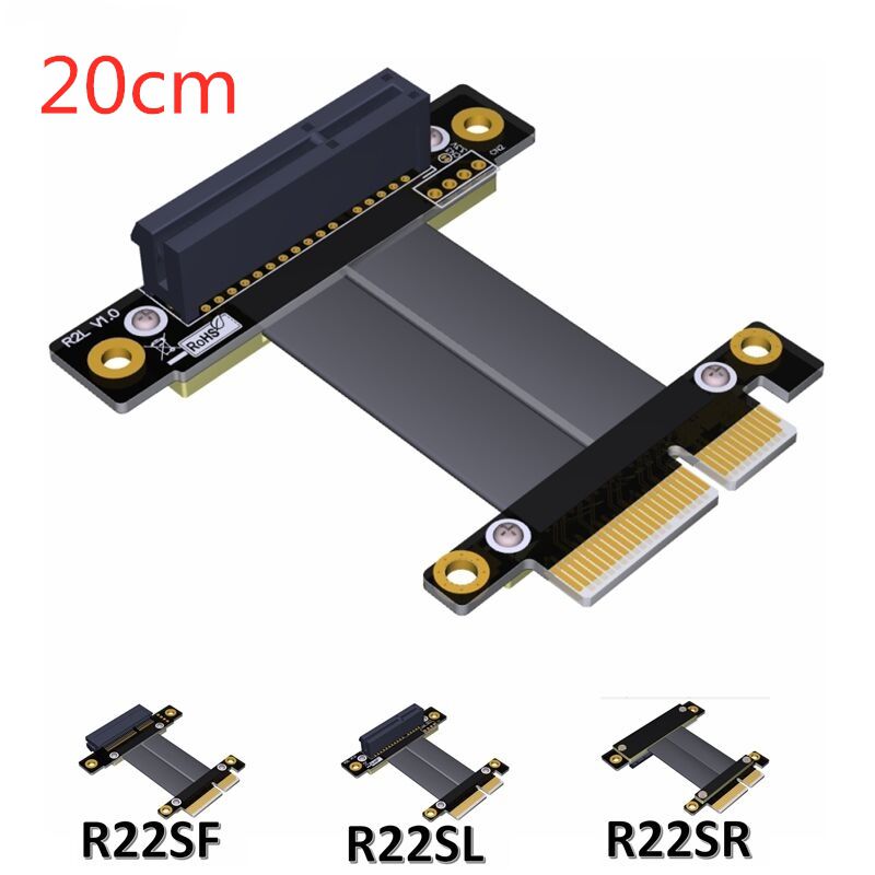 Plugadget PCIe 4x to PCIe 4x Riser cable 5cm 10cm 20cm PCI-E GEN3.0 4x PCI-Express X4 Extender Right Angle cables