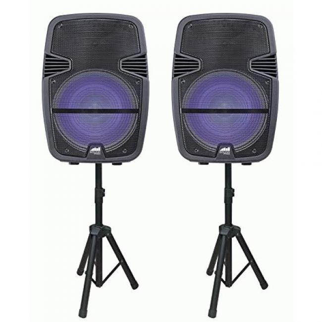 Naxa NDS-1518D Dual 15in Portable Wireless Speaker System Black