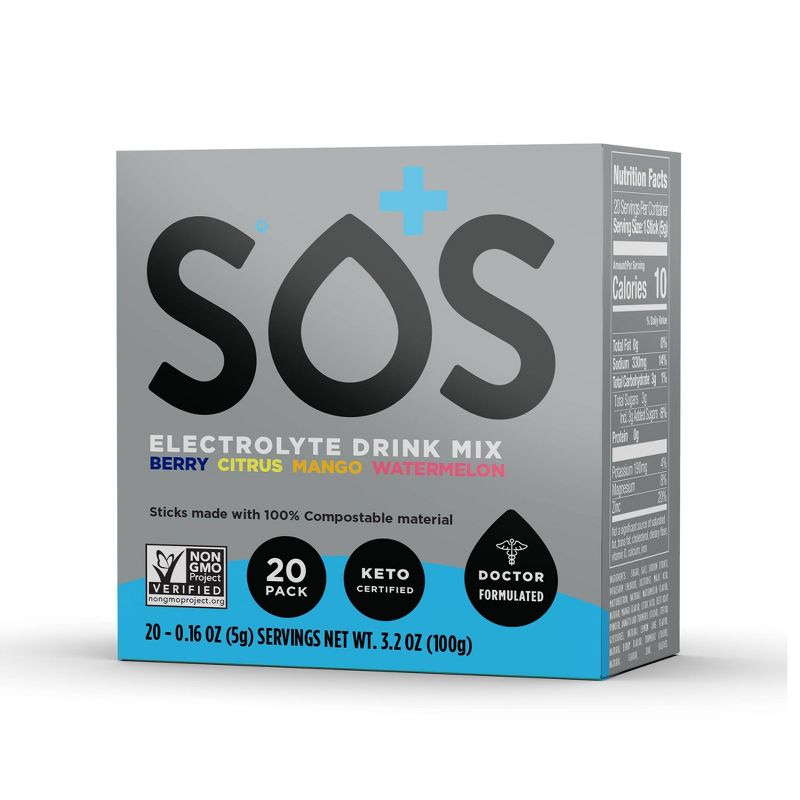 SOS Hydration Electrolyte Drink Mix Variety Pack - 20pk