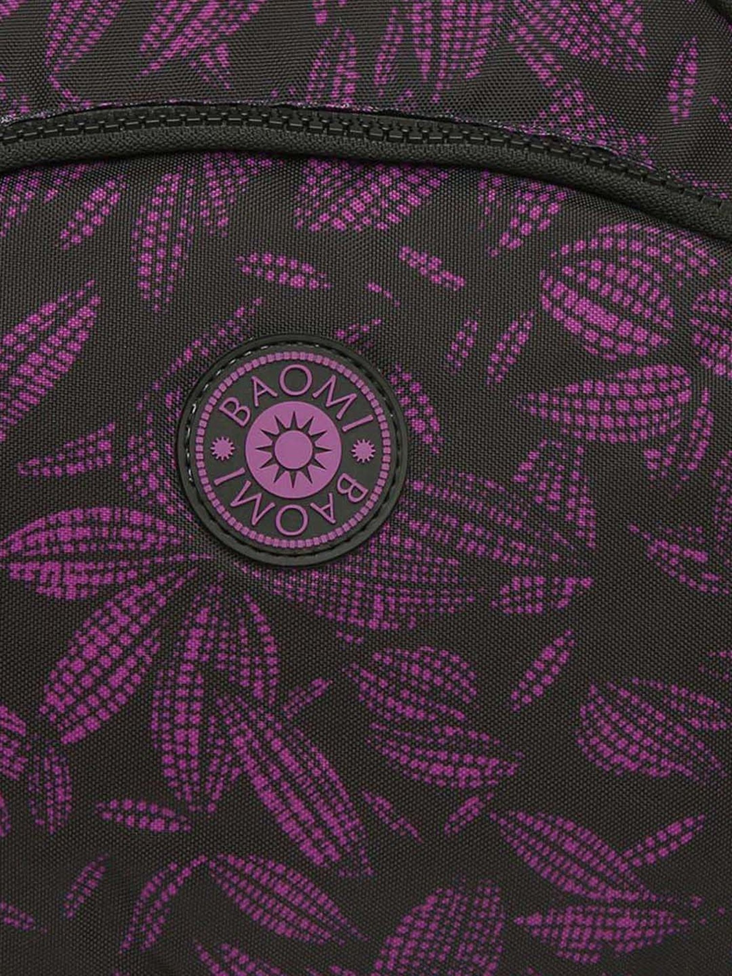 Baomi Black & Purple Printed Medium Cross Body Bag