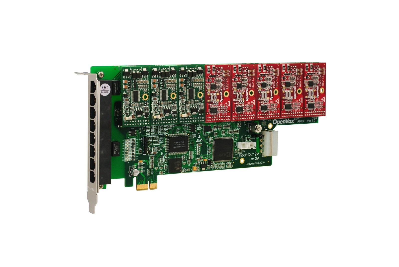OpenVox A800E35 8 Port Analog PCI-E Base card + 3 FXS + 5 FXO