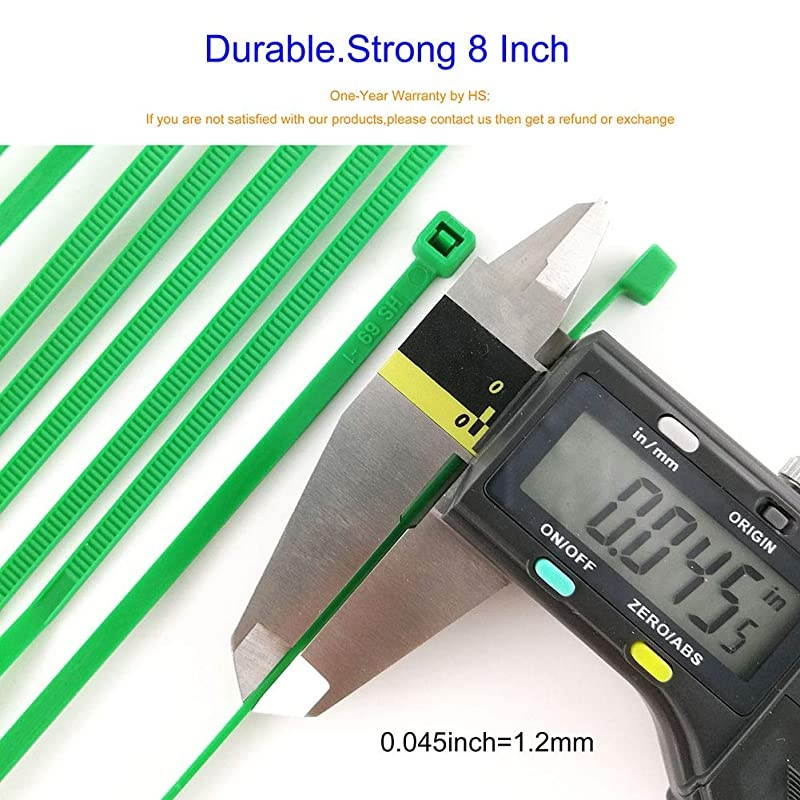 Green Zip Ties 8 Inch Bulk1000 Pack Nylon Cable Ties 40 Lbs SelfLocking Wire Ties for Electronics Organizer