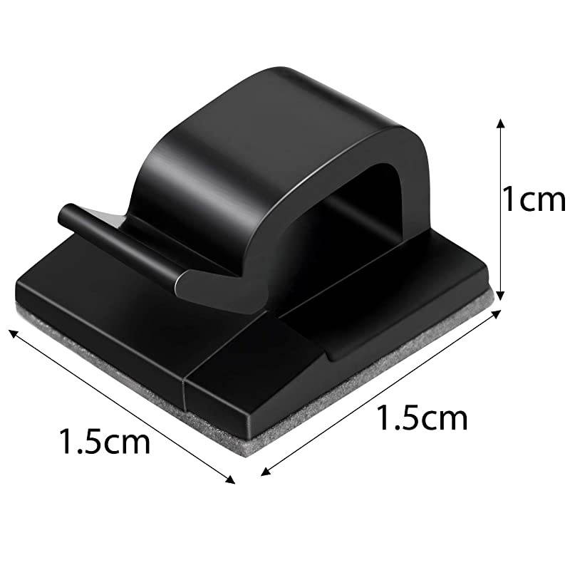 100 Pieces Mini Outdoor Cable Clips with Adhesive Tapes Light Clips Decoration Clips Self Adhesive Hooks Wire Holder for Fairy Light Black