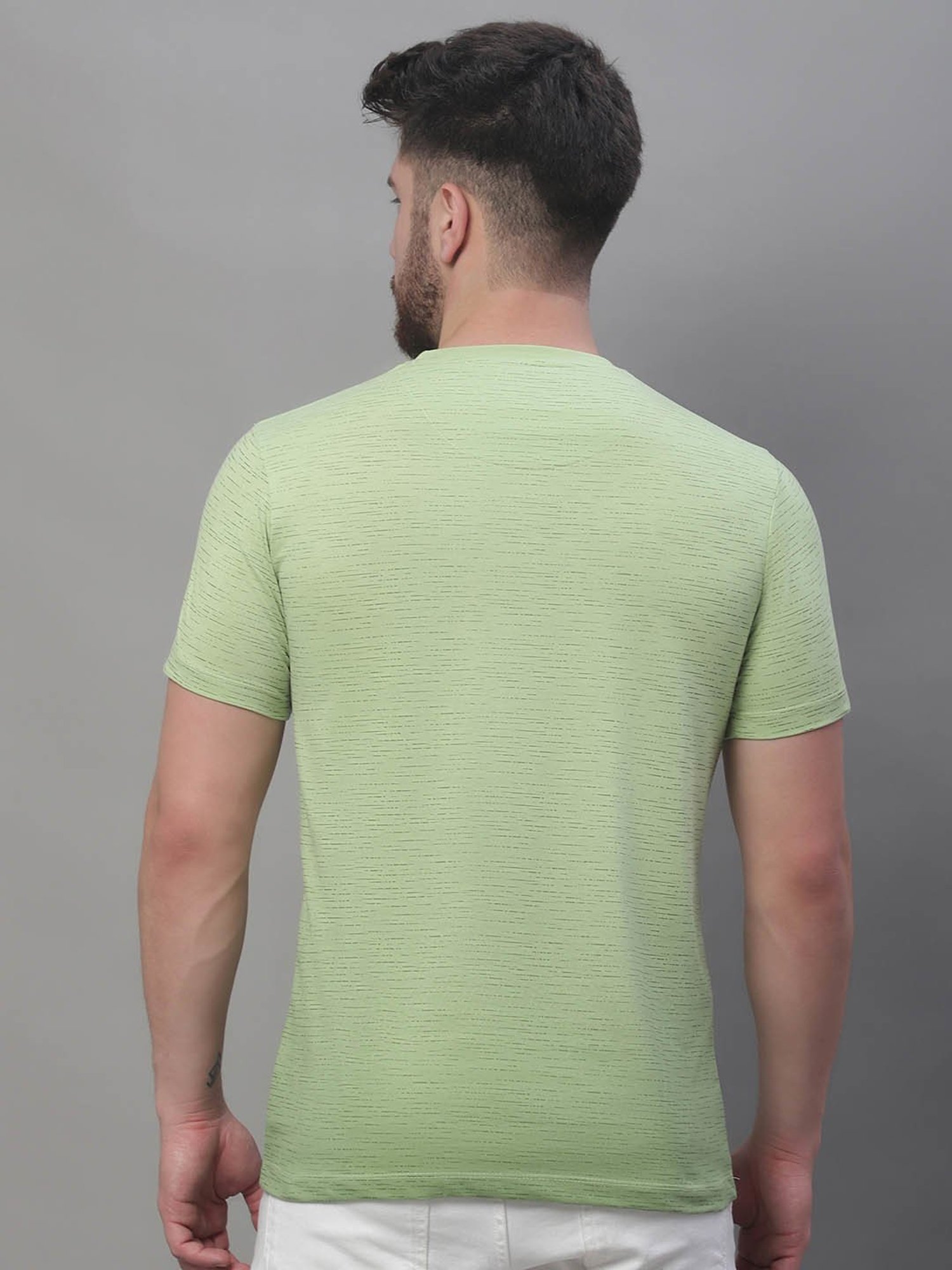 Venitian- Forbidden Clothing Light Green Slim Fit Printed T-Shirt