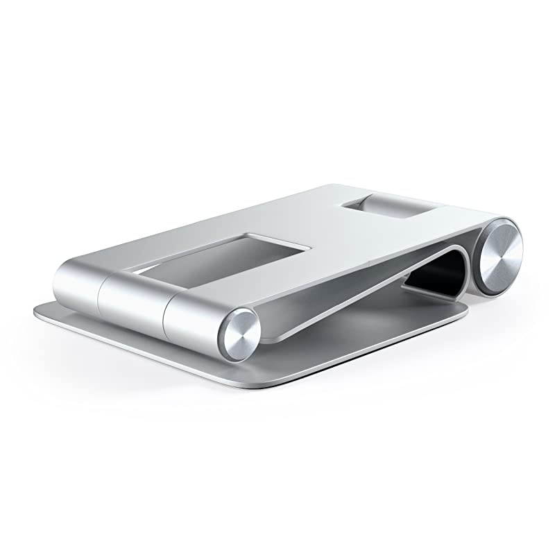 R1 Aluminum MultiAngle Foldable Tablet Stand Compatible with 20202018 iPad Pro 2020 iPad Air iPhone 12 Pro Max12 Mini12 11 Pro Max11 Pro Xs MaxXSXRX 8 Plus8 Silver