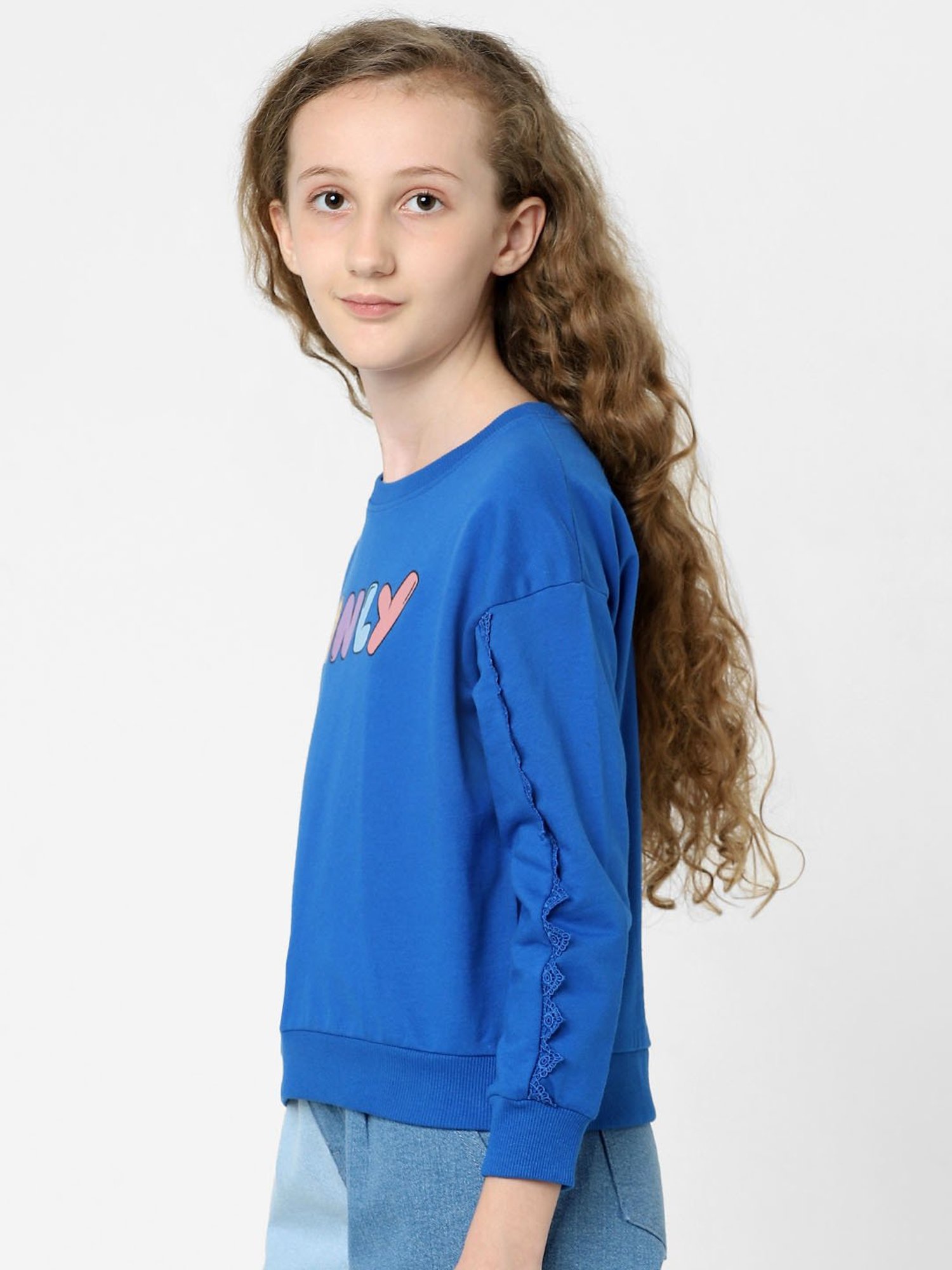 KIDS ONLY Royal Blue Graphic Print Full Sleeves Sweatshirt