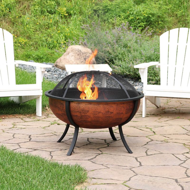 DeckMate 30371 Avondale Outdoor Backyard Patio Portable Steel Fire Bowl Fire Pit, Antiqued Copper Finish