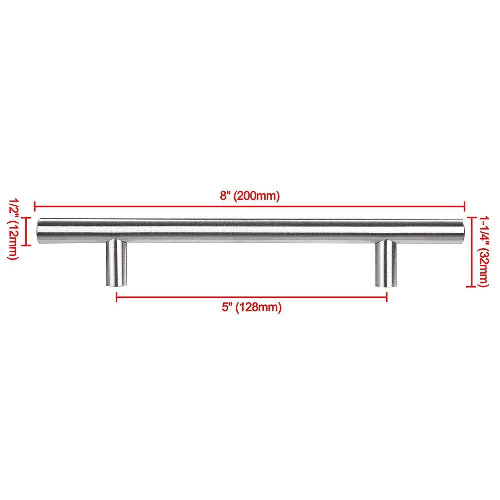 10Pcs 8" T Bar Brushed Stainless Steel Kitchen Cabinet Door Handles 5" Hole Center Drawer Pulls