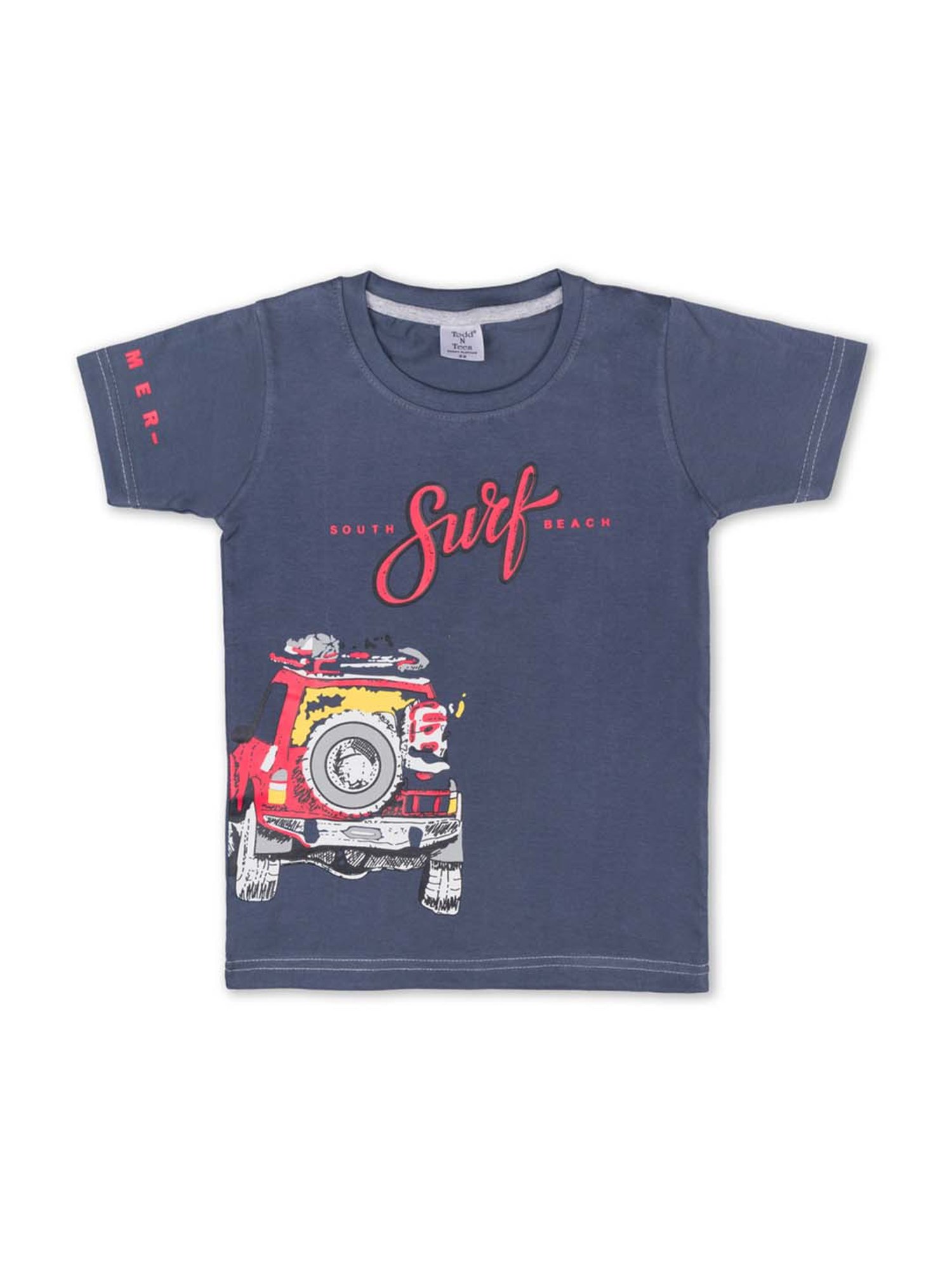 Todd N Teen Kids Grey Cotton Printed T-Shirt & Joggers