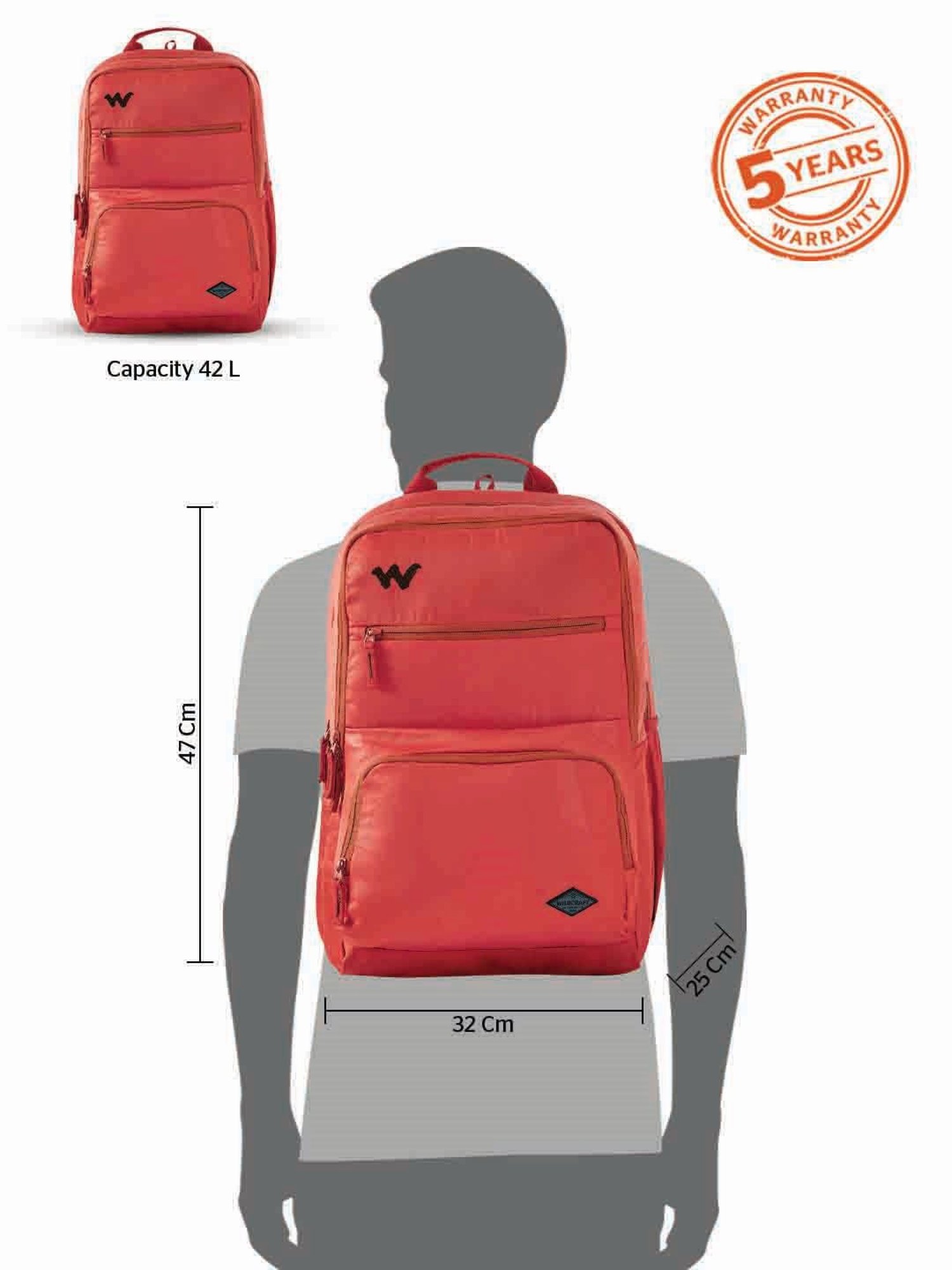 Wildcraft Evo 42 Orange Laptop Backpack