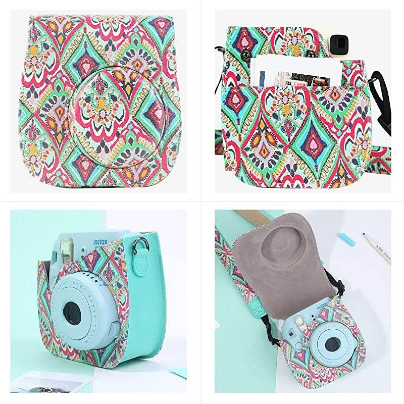 Instant Camera Accessories Bundle Compatible for Fujifilm Instax Mini 9 Mini 8+ Mini 8 Instant Film Camera Includes Camera Case Album Frame Stickers Strapetc Bohemian