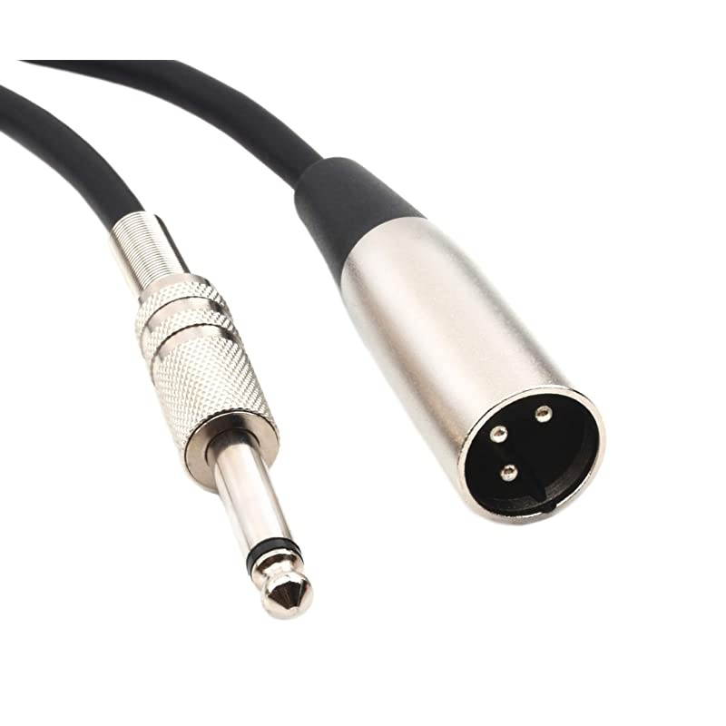 Unbalanced XLR Male to 1/4" Inch TS Mono Male Plug Audio Connector, 6.35mm to XLR Cable for Amplifiers, Instruments etc.[10 Feet]