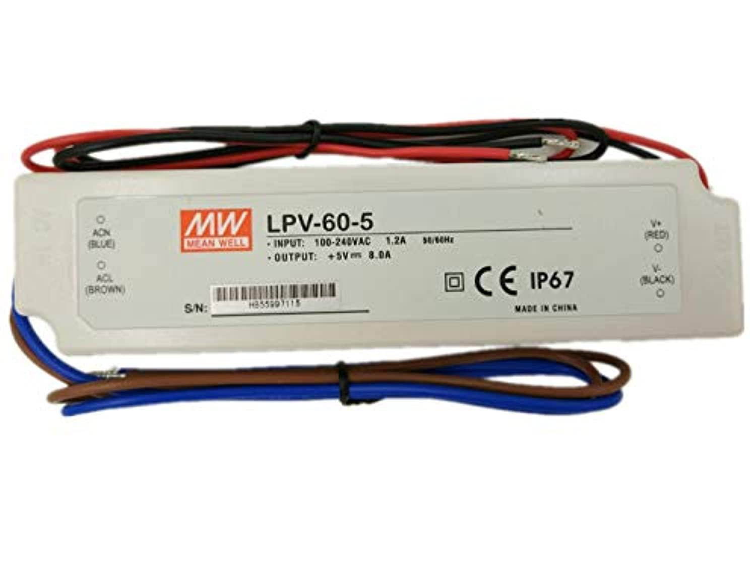 mean well ac to dc led driver enclosed power supply single output 5 volts 8 amps 40 watts - lpv-60-5