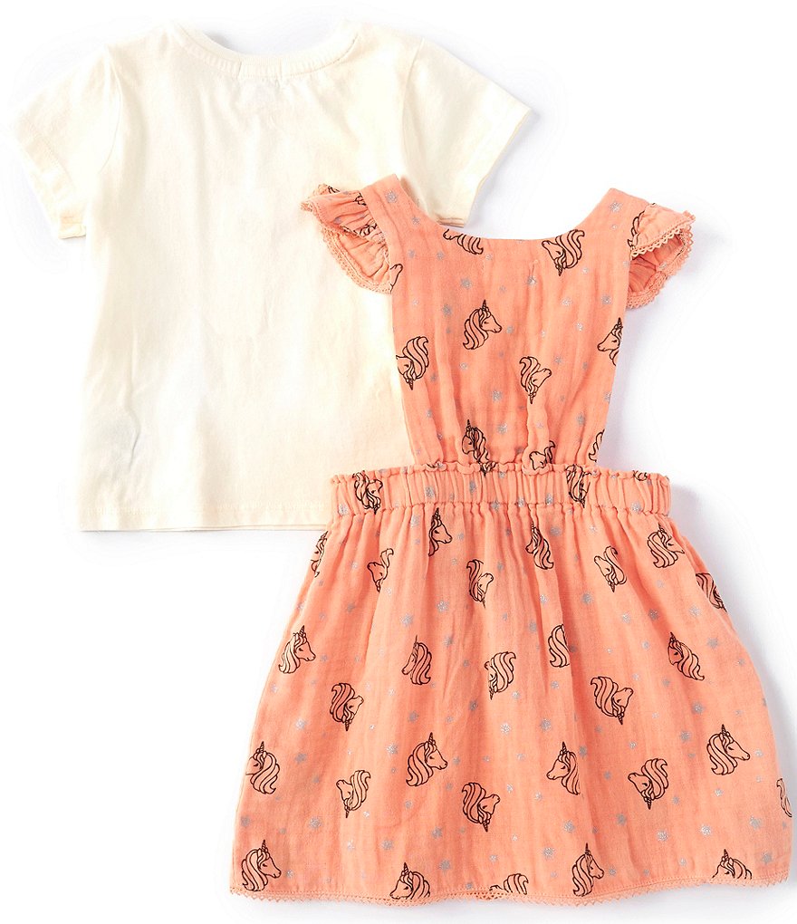 Peek Baby Girls 3-24 Months Short-Sleeve Tee & Unicorn Print Jumper Set