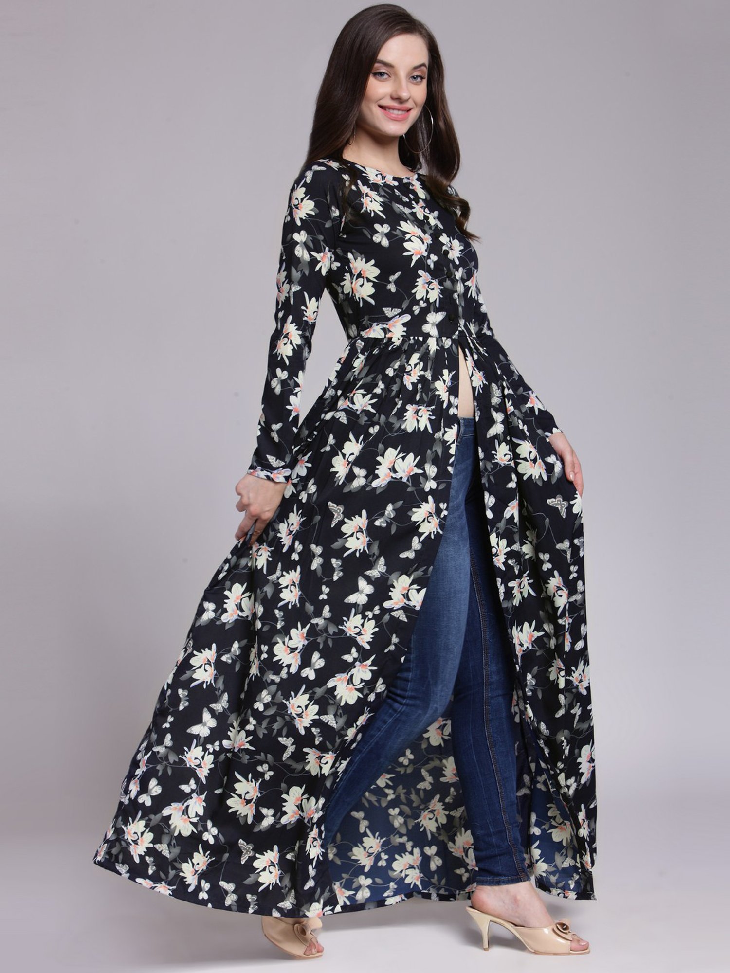 Cation Black Floral Print Tunic