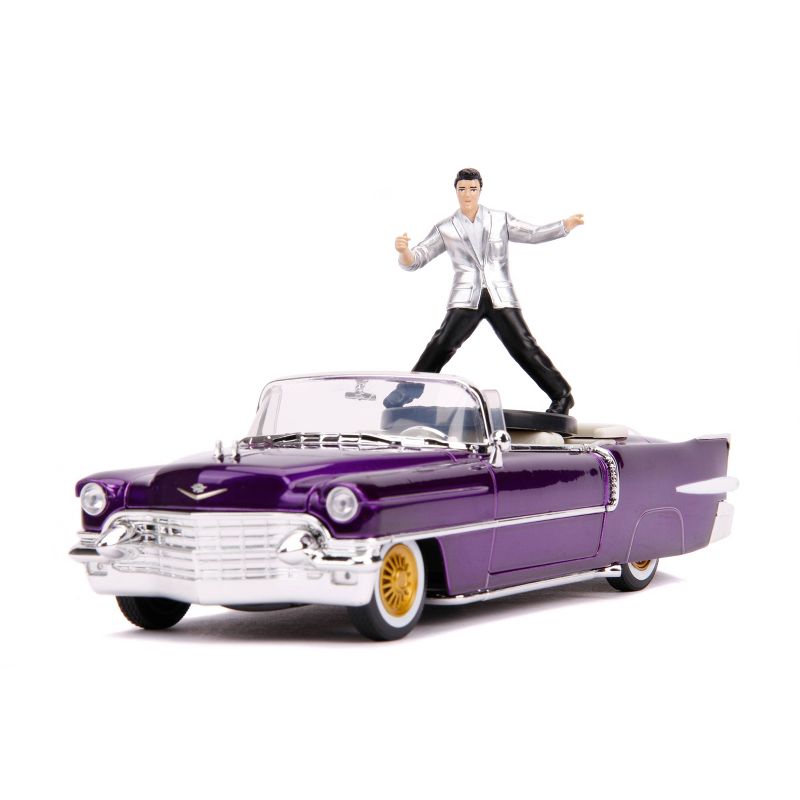 Jada Toys Hollywood Rides Elvis Presley 1957 Cadillac El Dorado Die-Cast Vehicle with Elvis Die-Cast Figure 1:24 Scale Candy Purple