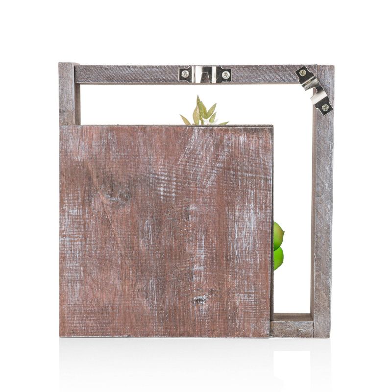 10" Indoor/Outdoor Wood Succulent Plant Wall Art Décor Gray - Alpine Corporation