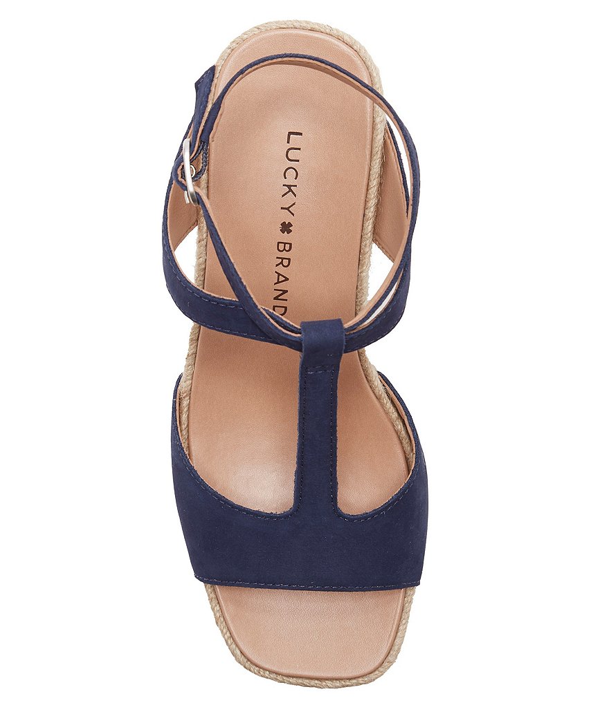Lucky Brand Valki T-Strap Nubuck Espadrille Wedges