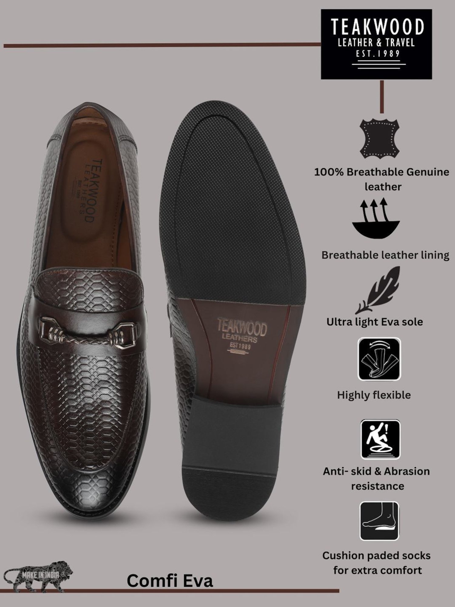 Teakwood Leathers Men's Brown Casual Loafers