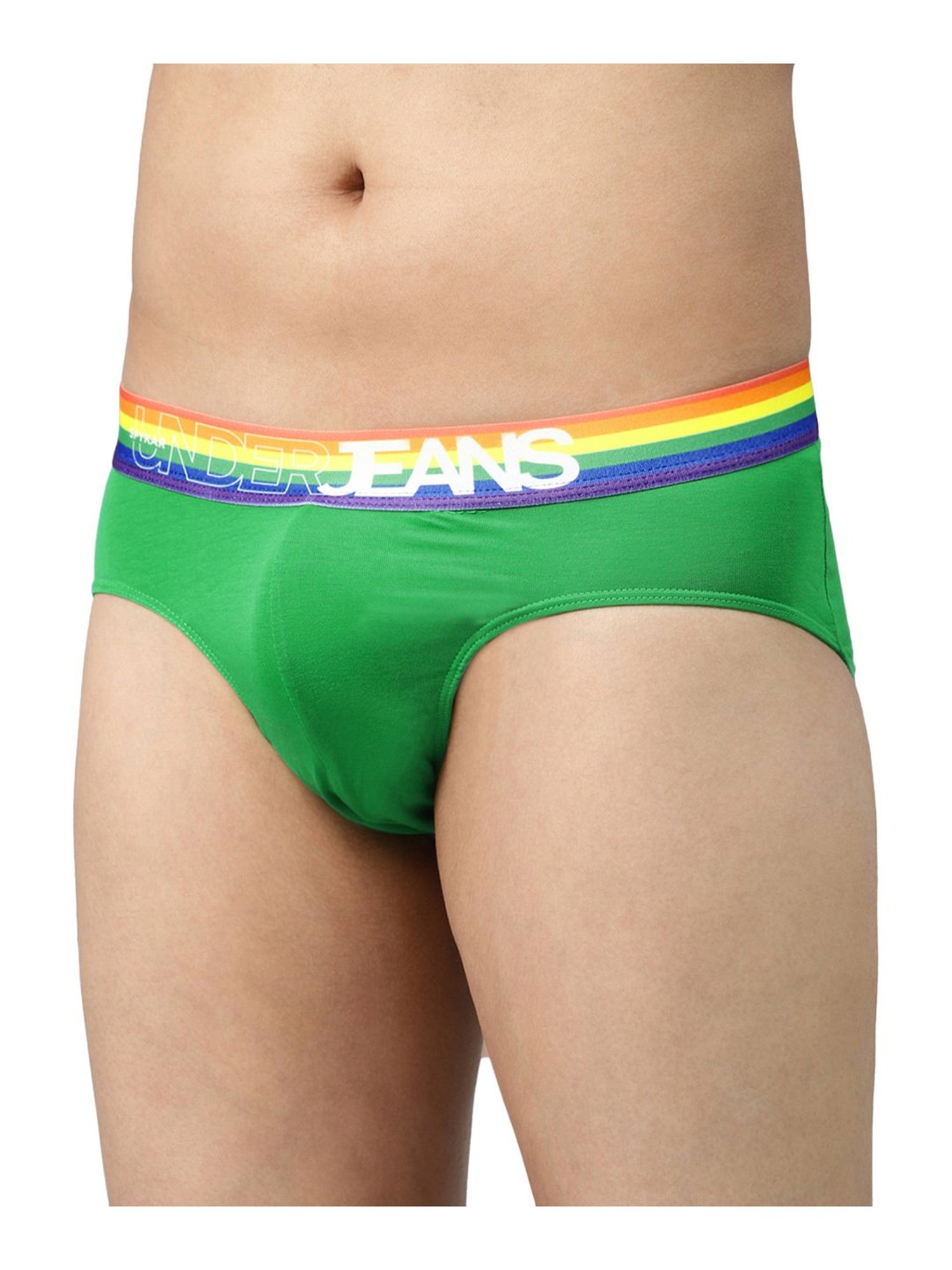 UnderJeans by Spykar Green Briefs - Pack of 2