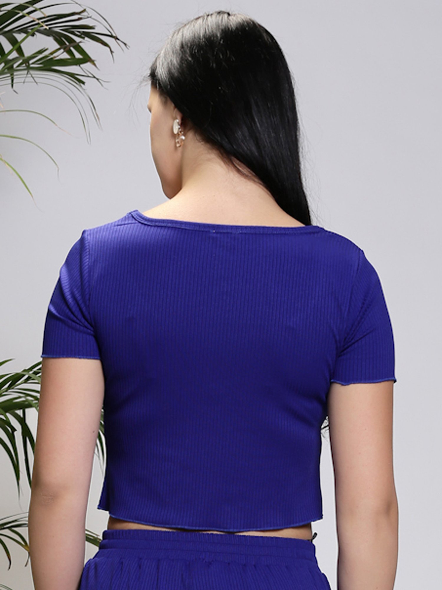 Sera Royal Blue Regular Fit Crop Top