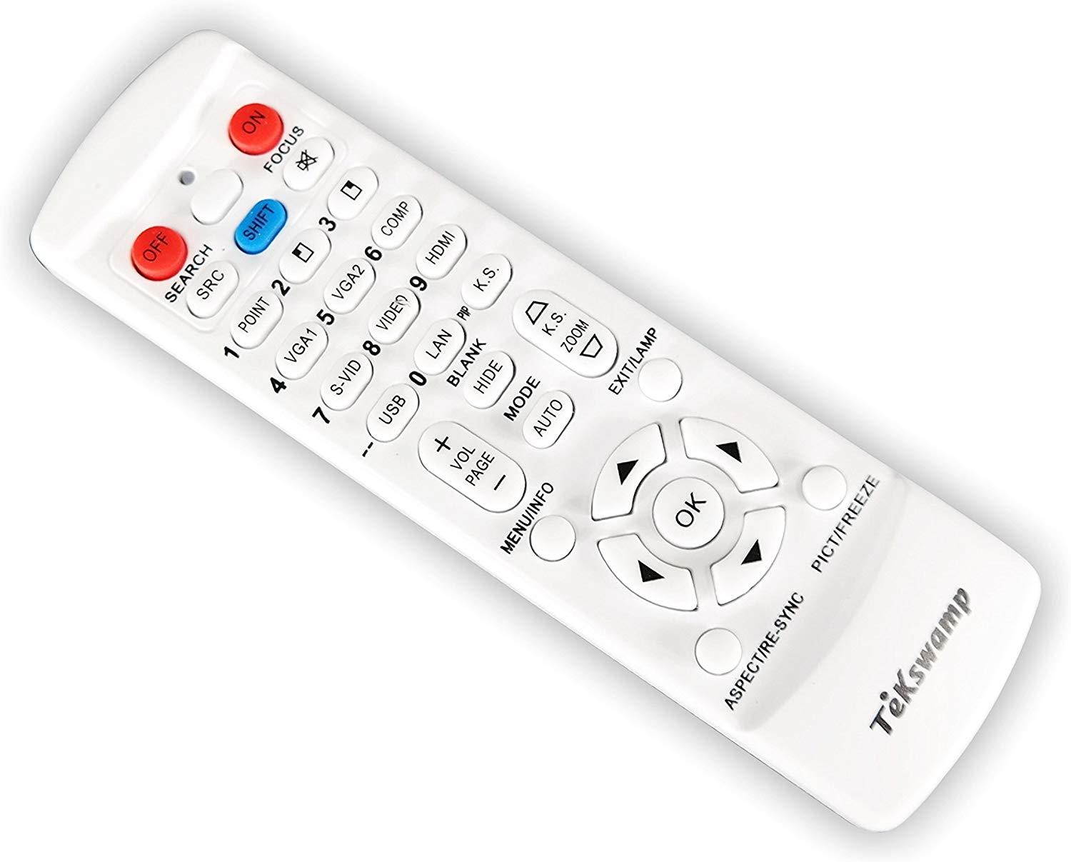 TeKswamp Video Projector Remote Control for BenQ W1070+ (White)